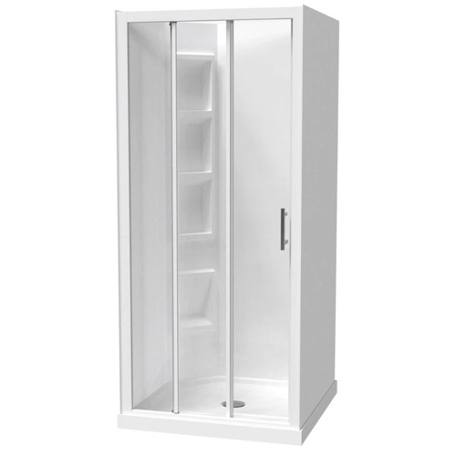 Cezanne Shower Enclosure Square 1000mm 3-Sided Moulded Left Corner Sliding Door White 1CZ2W111ML1X