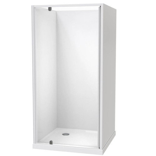 Sierra 1000mm Square Shower 3-Sided Flat Wall Pivot Door Corner Waste White 1SI2W111FL1C