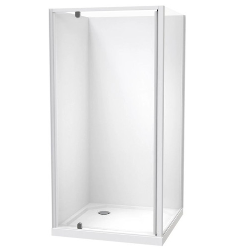 Sierra 1000mm Square Shower 2-Sided Flat Wall Pivot Door Corner Waste White 1SI2W11SFL1C