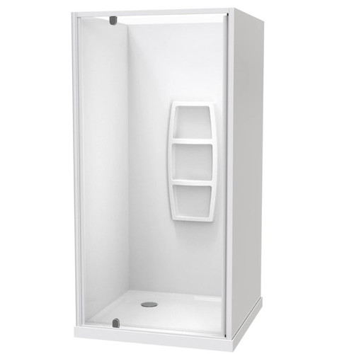 Sierra 1000mm Square Shower 3-Sided Moulded Wall Pivot Door Corner Waste White 1SI2W111MB1C