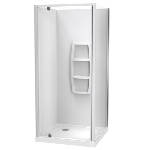 Sierra 1000mm Square Shower 2-Sided Moulded Wall Pivot Door Corner Waste White 1SI2W11SMS1C