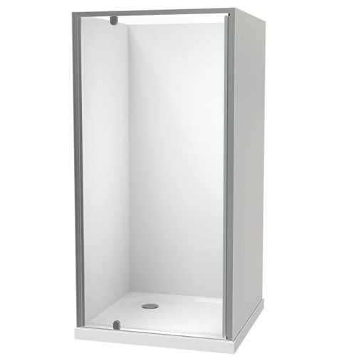Sierra 900mm Square Shower 3-Sided Flat Wall Pivot Door Corner Waste Satin 1SI2S999FL9C