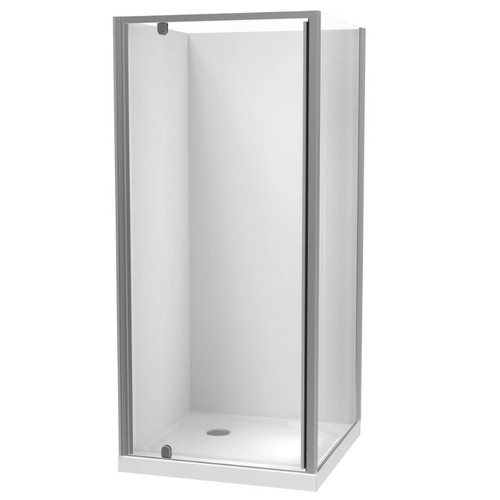 Sierra 900mm Square Shower 2-Sided Flat Wall Pivot Door Corner Waste Satin 1SI2S99SFL9C