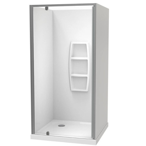 Sierra 900mm Square Shower 3-Sided Moulded Wall Pivot Door Corner Waste Satin 1SI2S999MB9C