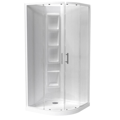 Main Image Cezanne Rounded Shower 900 x 900mm 2-Sided Moulded Wall Sliding Door Corner Waste White 1CZ2W99RMCRC