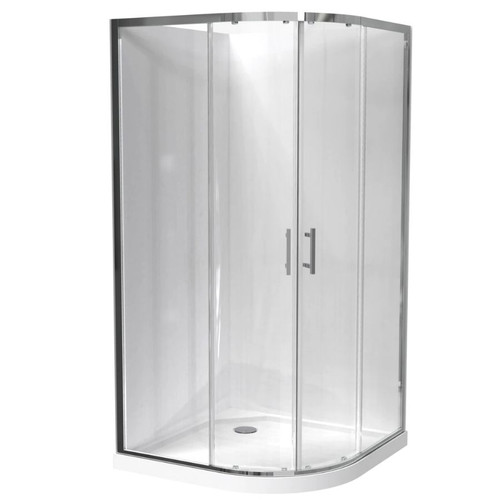 Cezanne Rounded Shower 1000 x 1000mm 2-Sided Flat Wall Sliding Door Corner Waste Bright 1CZ2B11RFLRC