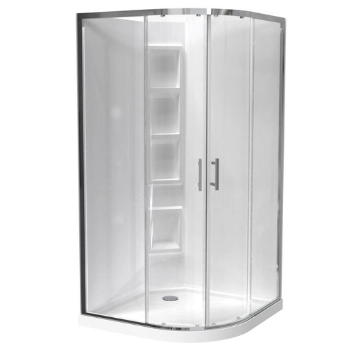 Cezanne Rounded Shower 1000 x 1000mm 2-Sided Moulded Wall Sliding Door Cnr Waste Bright 1CZ2B11RMCRC