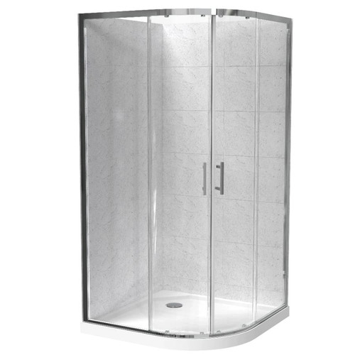 Cezanne Rounded Shower For Tile 1000 x 1000mm 2-Sided Sliding Door Corner Waste Bright 1CZ2B11RTLRC