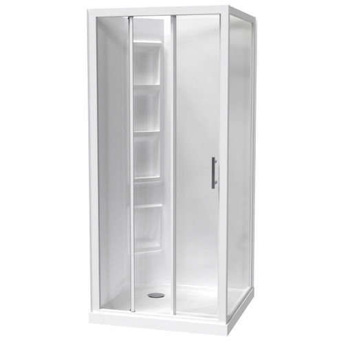 Cezanne Shower Square 900mm 2-Sided Moulded Corner Sliding Door Corner Waste White 1CZ2W99SMC9C