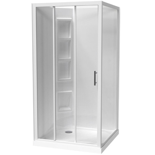 Cezanne Shower Square 1000mm 2-Sided Moulded Corner Sliding Door Corner Waste White 1CZ2W11SMC1C
