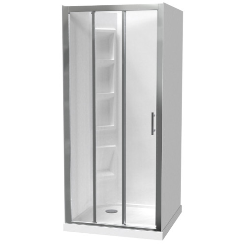 Cezanne Shower Square 900mm 3-Sided Moulded LH Wall Sliding Door Corner Waste Bright 1CZ2B999ML9C