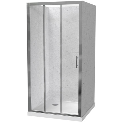 Cezanne Square Shower For Tiled Walls 1000mm 3-Sided Sliding Door Corner Waste Bright 1CZ2B999TL9C