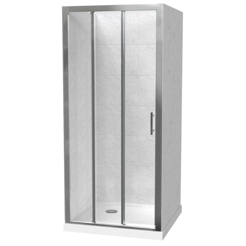 Cezanne Square Shower For Tiled Walls 900mm 3-Sided Sliding Door Corner Waste Bright 1CZ2B111TL1C