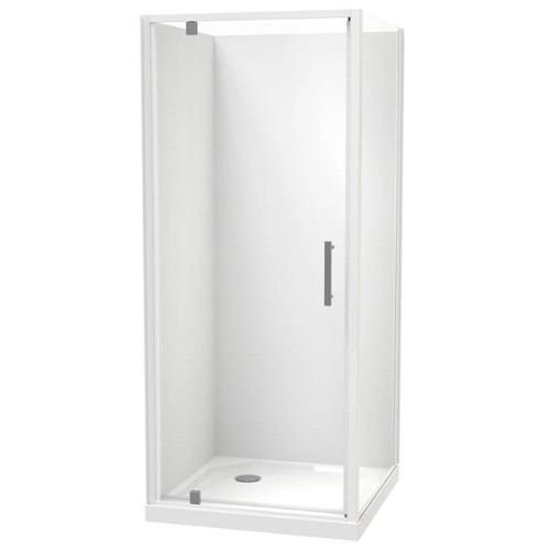Millennium Shower 900mm Square 2-Sided Flat Wall Corner Waste White 1ML2W99SFL9C