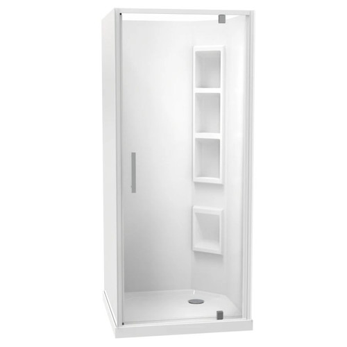 Millennium Shower 900mm Square 3-Sided Moulded Right Wall Corner Waste White 1ML2W999MR9C