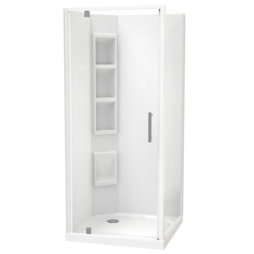 Millennium Shower 900mm Square 2-Sided Moulded Wall Corner Waste White 1ML2W99SMC9C