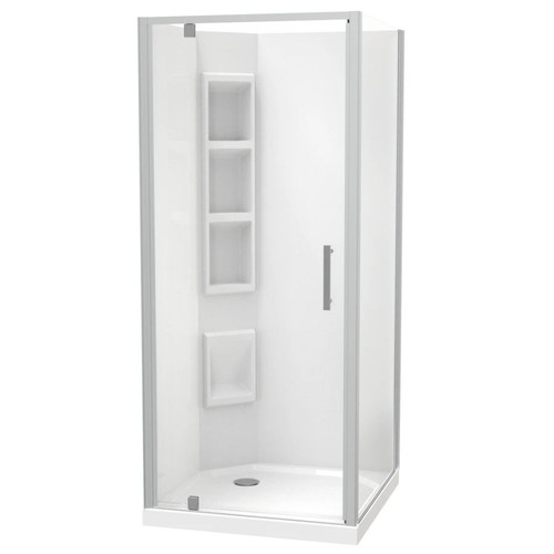 Millennium Shower 900mm Square 2-Sided Moulded Wall Corner Waste Satin 1ML2S99SMC9C