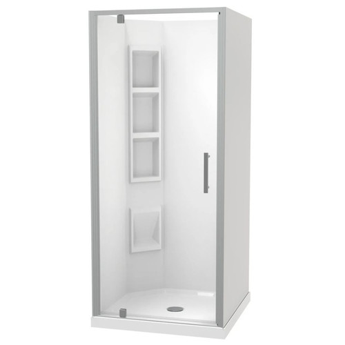 Millennium Shower 1000mm Square 3-Sided Moulded Left Wall Centre Waste Satin 1ML2S111ML1C