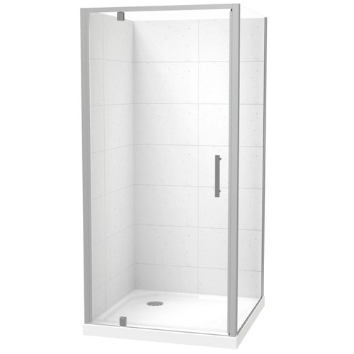 Millennium 1000mm Square Shower For Tiled Walls 2-Sided Corner Waste Satin 1ML2S11STL1C