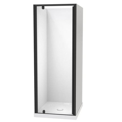 Sierra 900 x 760mm Rectangle Shower 3-Sided Flat Wall 760mm Pivot Door Black 1SI2K979FL7X