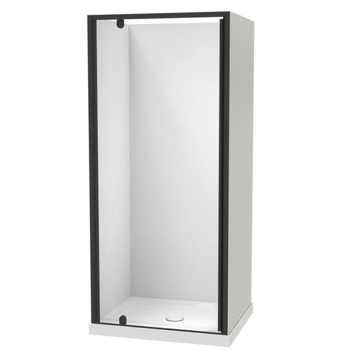 Sierra 900 x 760mm Rectangle Shower 3-Sided Flat Wall 900mm Pivot Door Black 1SI2K797FL9X