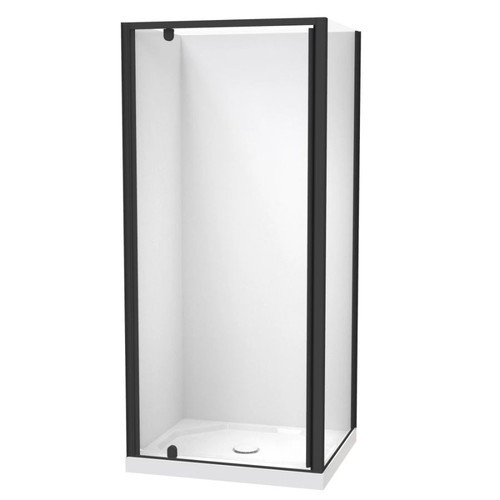 Sierra 900 x 760mm Rectangle Shower 2-Sided Flat Wall 900mm Pivot Door Black 1SI2K97SFL9X