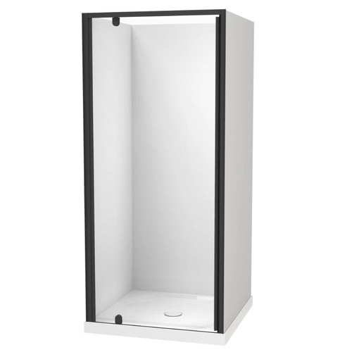 Sierra 900mm Square Shower 3-Sided Flat Wall Pivot Door Centre Waste Black 1SI2K999FL9X