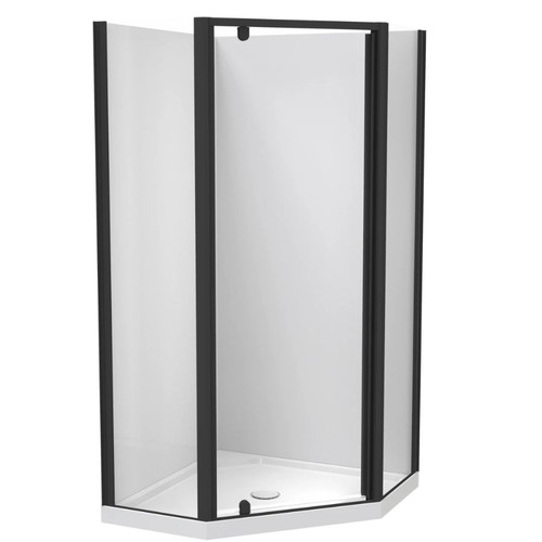 Sierra 1000mm Angle Corner Shower 2-Sided Flat Wall Black 1SI2K11CFL1X