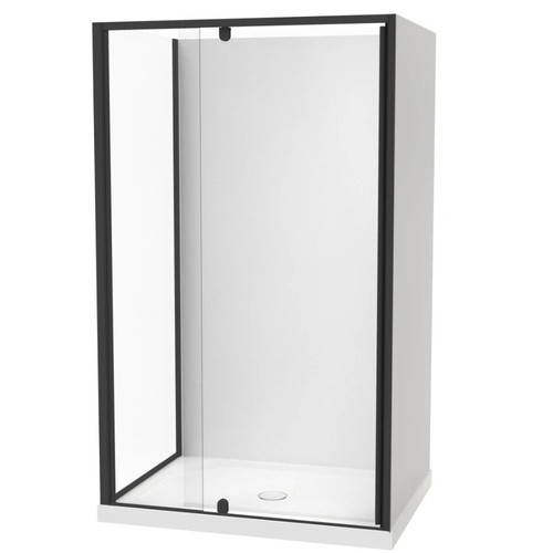 Sierra 1200 x 900mm Rectangle Shower 2-Sided Flat Wall 1200mm Pivot Door Black 1SI2K29SFL2X
