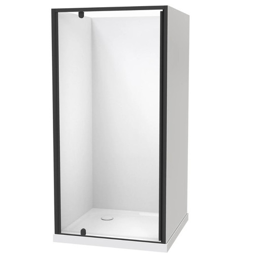 Sierra 1000mm Square Shower 3-Sided Flat Wall Pivot Door Corner Waste Black 1SI2K111FL1C