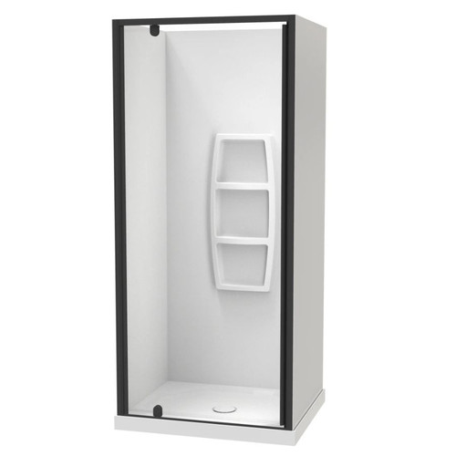 Sierra 900 x 760mm Rectangle Shower 3-Sided Moulded Wall 900mm Pivot Door Black 1SI2K797MB9X