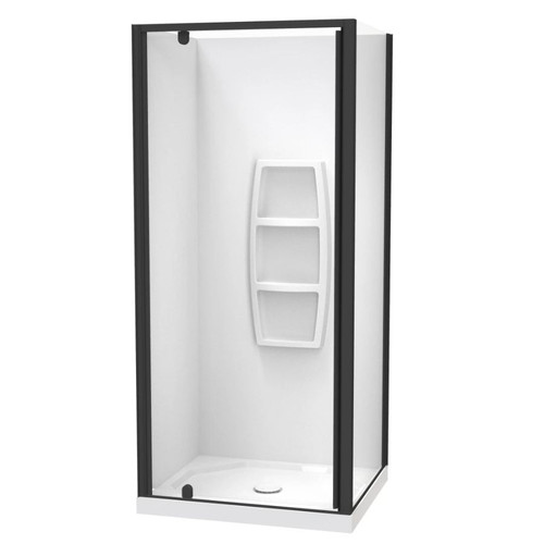 Sierra 900 x 760mm Rectangle Shower 2-Sided Moulded Wall 900mm Pivot Door Black 1SI2K97SMY9X