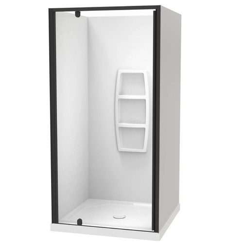 Sierra 900mm Square Shower 3-Sided Moulded Wall Pivot Door Centre Waste Black 1SI2K999MB9X