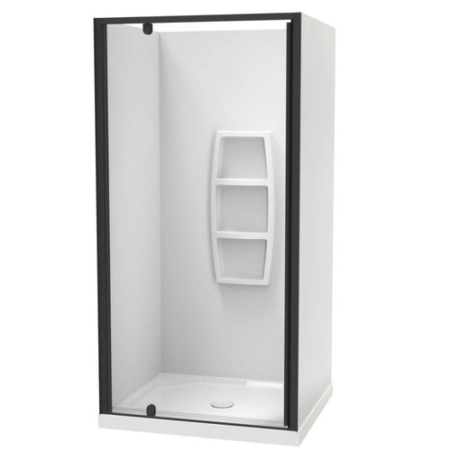 Sierra 1000 x 900mm Rectangle Shower 3-Sided Moulded Wall 1000mm Pivot Door Black 1SI2K919MB1X