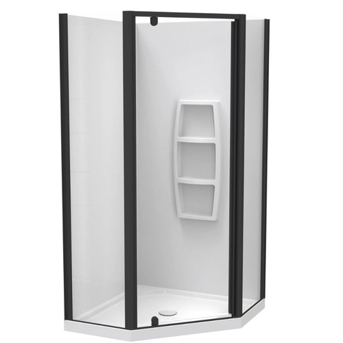 Sierra 1000mm Angle Corner Shower 2-Sided Moulded Wall Black 1SI2K11CMS1X