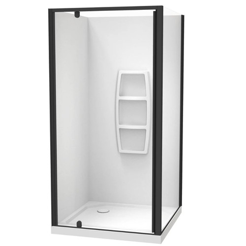 Sierra 1000mm Square Shower 2-Sided Moulded Wall Pivot Door Corner Waste Black 1SI2K11SMS1C