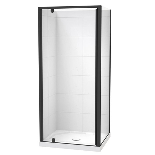 Sierra 900 x 760mm Rectangle Shower for Tiled Walls 2-Sided 900mm Pivot Door Black 1SI2K97STL9X