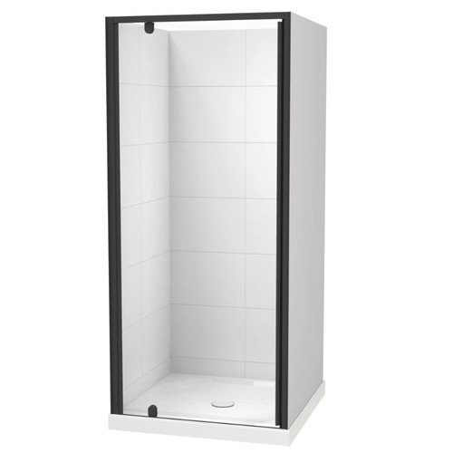 Sierra 900mm Square Shower For Tiled Walls 3-Sided Centre Waste Black 1SI2K999TL9X