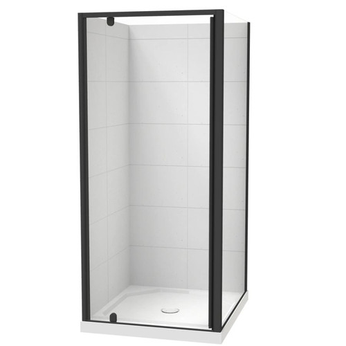 Sierra 1000 x 900mm Rectangle Shower For Tiled Walls 2-Sided 1000mm Pivot Door Black 1SI2K19STL1X