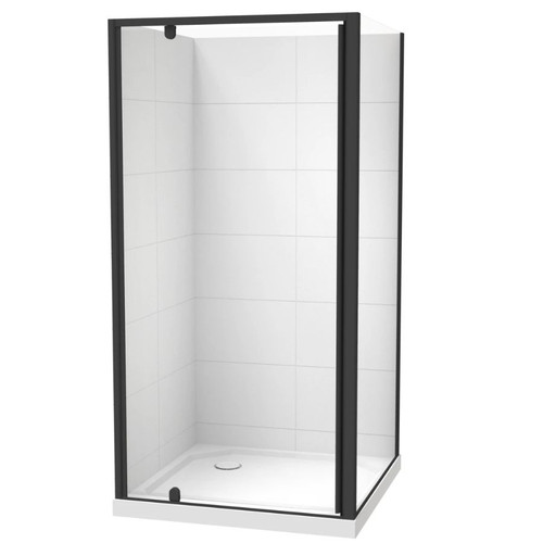 Sierra 1000mm Square Shower For Tiled Walls 2-Sided Corner Waste Black 1SI2K11STL1C