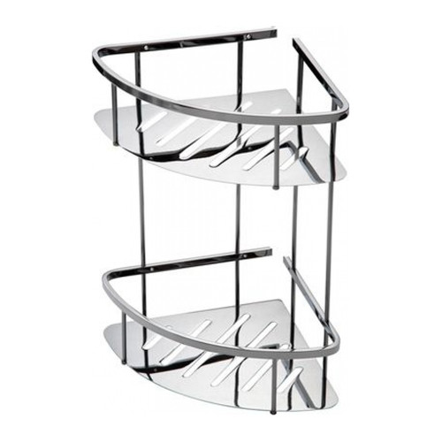 Universal Shelf 295 x 220 x 350mm 2 Tier Basket Corner Polished Stainless Steel UBCSTT