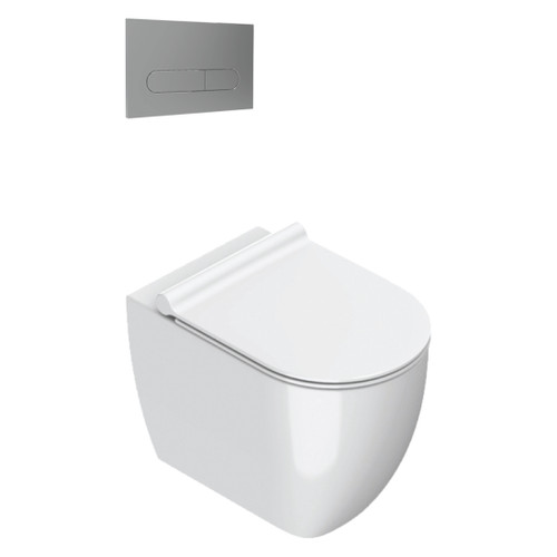 Sfera Floor Mount Toilet Package White/Slim Seat Chrome Panel VPS54RSL.CR