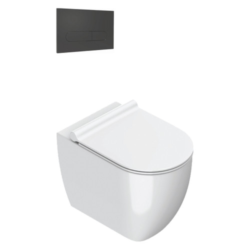 Sfera Floor Mount Toilet Package White/Slim Seat Gunmetal Panel VPS54RSL.GM