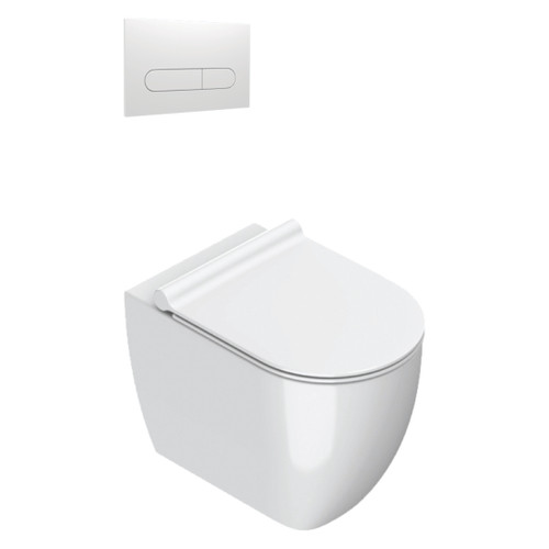 Sfera Floor Mount Toilet Package White/Slim Seat White Panel VPS54RSL.WH