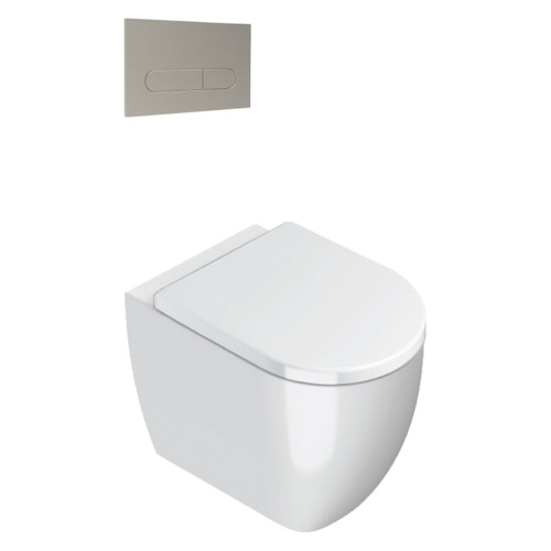 Sfera Floor Mount Toilet Package White/Thick Seat Brushed Nickel VPS54RST.BN