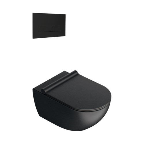 Sfera Wall Hung Toilet Package Matt Black/Matt Black Panel VSF54RSL.NS.BL