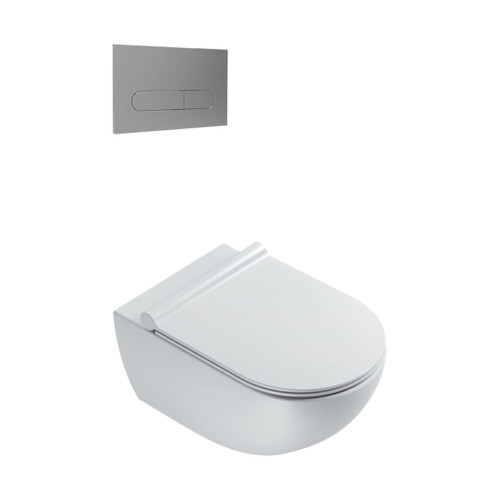 Sfera Wall Hung Toilet Package Matt White/Chrome Panel VSF54RSL.BM.CR