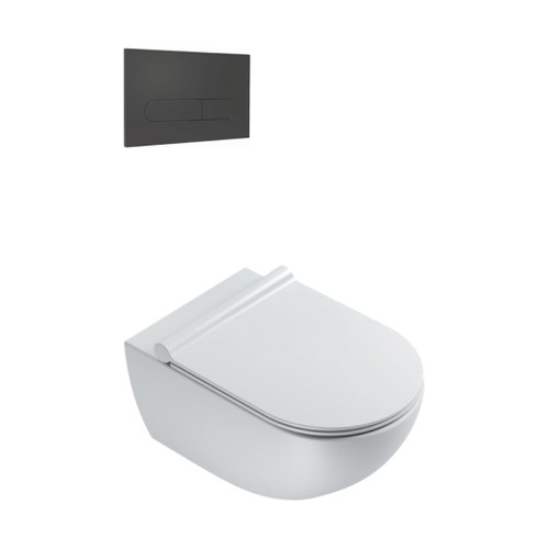 Sfera Wall Hung Toilet Package Matt White/Gunmetal Panel VSF54RSL.BM.GM