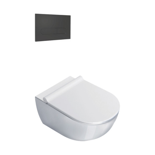 Sfera Wall Hung Toilet Package White/Slim Seat Gunmetal Panel VSF54RSL.GM