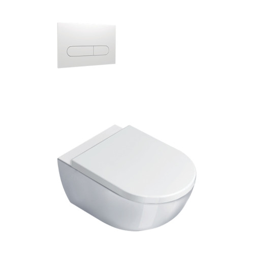 Sfera Wall Hung Toilet Package White/Thick Seat White Panel VSF54RST.WH